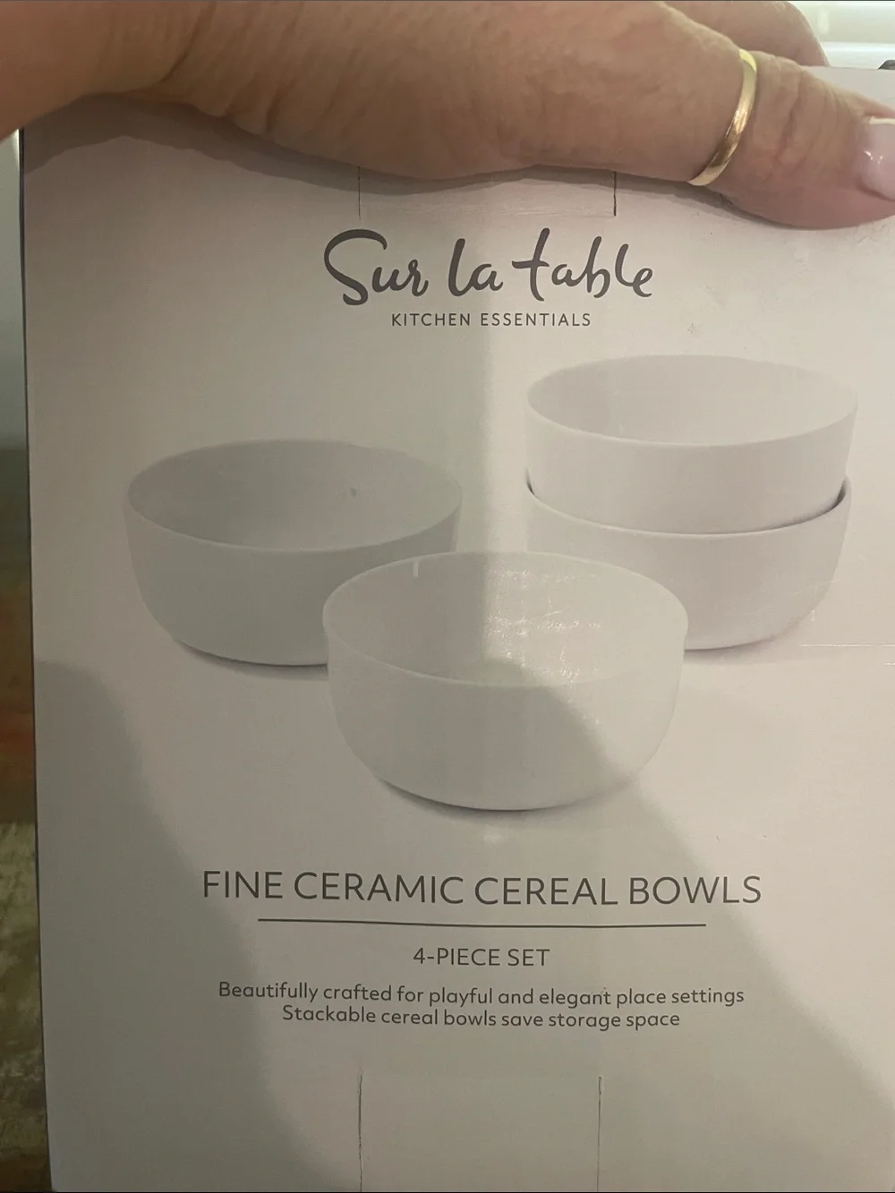 Sur La Table White Ceramic Cereal Bowls- Minimalist Dining (set of 4)